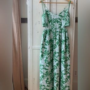 AE green floral cutout dress